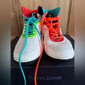 Rudis Men's Athletic Shoes - White with Red and Orange Accents